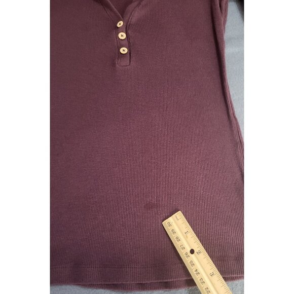 OLD NAVY SZ Small Fitted Rib Knit Henley y2k skater grunge burgundy FLAW - Picture 5 of 10